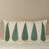 Comforters and pillows - Cypress Breeze Block Printed Cotton Lumbar Cushion Cover - NINÉH