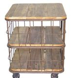 Other tables - Cage storage unit, wood and metal, industrial design, 70 cm - JP2B DECORATION