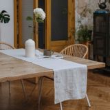 Table linen - Grey Blue Pinstripe Rustic Table Runner - LINEN TALES