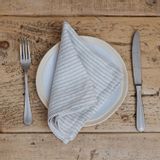 Table linen - Grey Blue Pinstripe Rustic Napkins Set of 2 - LINEN TALES