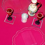 Decorative objects - Pearl Placemat | Pink with Turquoise and Limegreen thread - BLANK SPACE AMSTERDAM