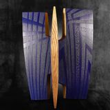 Unique pieces - CELESTE TRIAD - blue stained wood sculpture and gold leaf - NILS ORM