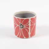 Céramique - Cache-pot en céramique fleur rouge D14cm H12.5cm - LE COMPTOIR.COM