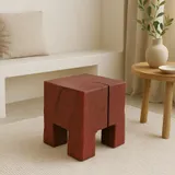 Stools - Hand-Carved Red Wood Stool – Sculptural Accent Seat - LOGNITURE