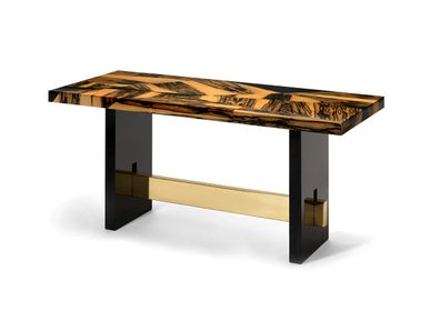 Console table - Geometry Console in n White Ebony Marquetry and Brass Details - DUISTT