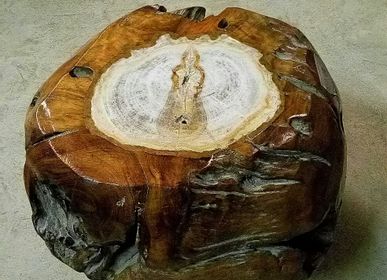 Stools for hospitalities & contracts - Wooden stool, root - WILD-HERITAGE.COM