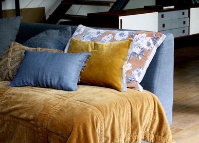 Decorative objects - Boho blanket in cotton velvet and large linen 130x250 cm - EN FIL D'INDIENNE...