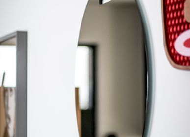 Mirrors - OEILLET bronze mirror with Cognac leader - GLASS VARIATIONS