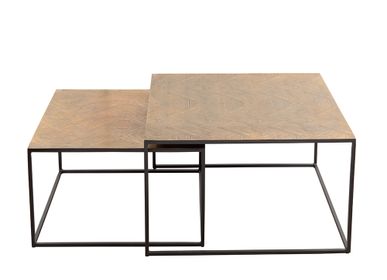 Tables basses - Set de 2 tables basse aluminium et fer. - ASIATIDES