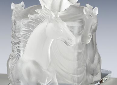 Art glass - TOWEL BOX HORSES - CRISTAL DE PARIS
