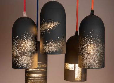 Hanging lights - perforated black porcelain suspended lighting - JEAN-MARC FONDIMARE