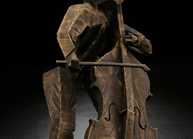 Sculptures, statuettes and miniatures - Vigorous  rhythm (Double Bass) Sculpture - GALLERY CHUAN