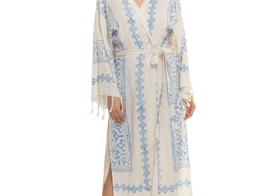 Bath towels - HANDWOVEN HANDPRINTED BATHROBE HOMEWEAR BEACHWEAR COTTON LINEN  - LALAY