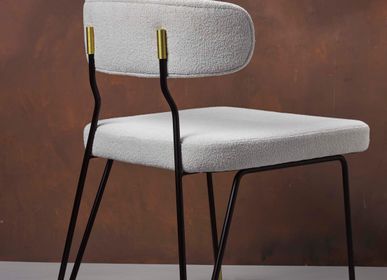 Chaises pour collectivités - Apollo Chaise de Salle à Manger en Structure en Fer Laqué Noir et Détails en Laiton Brossé - DUISTT