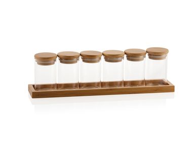Spices - 6-jar bamboo and glass spice rack CC70110 - ANDREA HOUSE