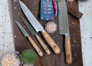 Couverts & ustensiles de cuisine - 1920 range PEFC certified oak wood handles in guenine leather pouch - JEAN DUBOST