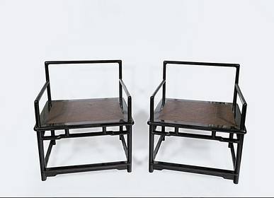Chairs - Black Lacquered Armchairs - AZEN