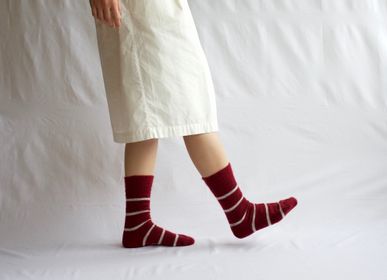 Socks - MOHAIR WOOL BORDER SOCKS - NISHIGUCHI KUTSUSHITA