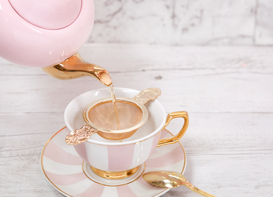 Tea and coffee accessories - Blush Stripes Teacup & Saucer - CRISTINA RE