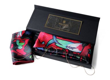 Foulards et écharpes - COFFRET "MÈRE FILLE" OISEAUX DU PARADIS 1 CARRÉ DE SOIE 90 + 1 CARRÉ DE SOIE 45 - MAISON FÉTICHE