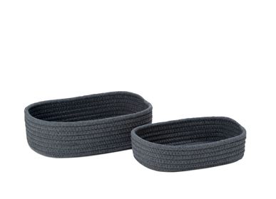 Caskets and boxes - Set of 2 grey polyester and cotton baskets BA70166 - ANDREA HOUSE