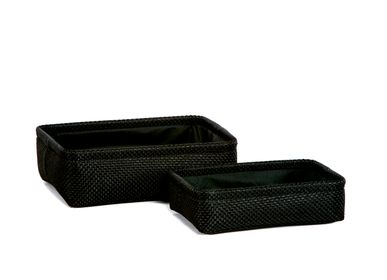 Caskets and boxes - Set of 2 black polyester baskets BA70168 - ANDREA HOUSE