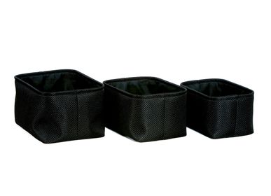 Caskets and boxes - Set of 3 black polyester baskets BA70169 - ANDREA HOUSE