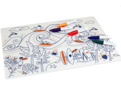 Cadeaux - set de table en silicone à colorier - Surf - SUPERPETIT