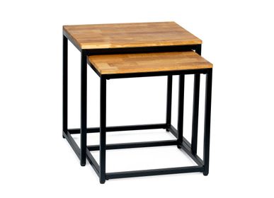 Tables basses - Set de 2 tables en chêne bois/métal noir MU70186 - ANDREA HOUSE
