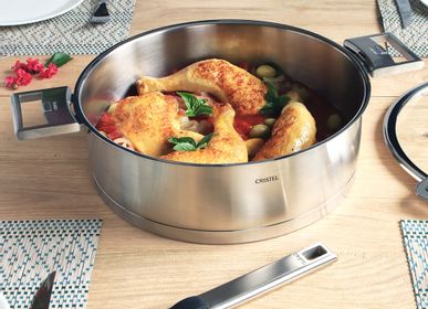 Stew pots - Stainless steel sauté pan 18-10 24cm Removable Strate - CRISTEL
