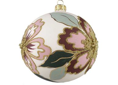 Guirlandes et boules de Noël - Décorations de Noël peintes à la main en rose - KOUSTRUP & CO