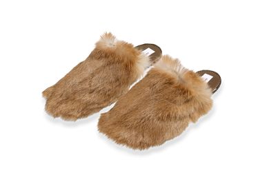 Shoes - slippers; rabbit fur; nature; caramel - KATRIN LEUZE -COLLECTION-