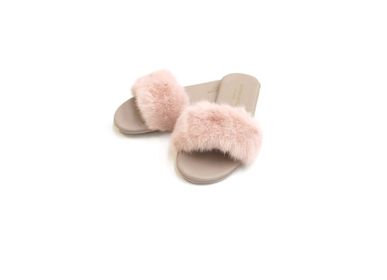Unique pieces - slippers open; mink; colored; rose - KATRIN LEUZE -COLLECTION-