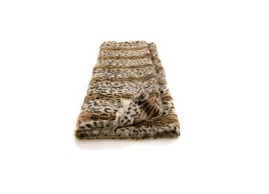 Plaids - Plaid ; chèvre ; imprimé gepard/dos 100% lin ; beige/marron ; 130x180 cm - KATRIN LEUZE -COLLECTION-