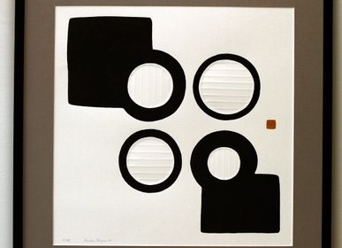 Paintings - Engraving and embossing 65 cm x 65 cm black - FOUCHER-POIGNANT