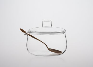 Bowls - Glass Sugar Bowl 190ml with Acacia Spoon - TG