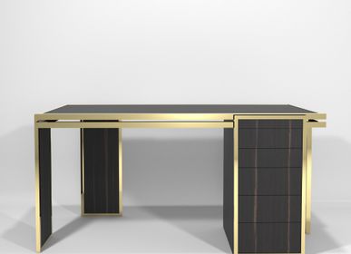 Bureaux - Bureau James en Bois d'ébène Brillant et Détails en Laiton - DUISTT