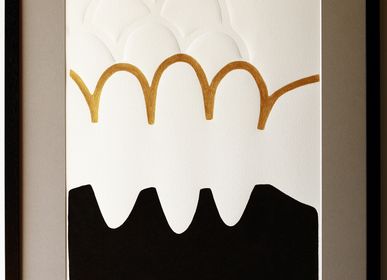Tableaux - Gravure et gaufrage 50 cm x 75 cm noir et doré - FOUCHER-POIGNANT