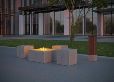 Dining Tables - TABULA QUADRA IGNIS Concrete Lounge Table with or without Ethanol Fireplace - CO33 EXKLUSIVE BETONMÖBEL
