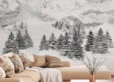 Papiers peints - Papier peint montagne noir et blanc Les Cimes - LA MAISON MURAEM