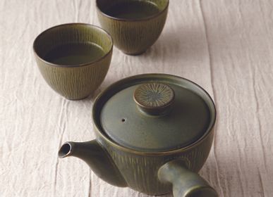 Tea and coffee accessories - crease teapot(kyusu)  matted green - MIYAMA.