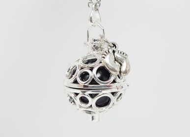 Jewelry - Pregnancy Bola silver cage - ANDRÉA (feet/black ball) - IRRÉVERSIBLE