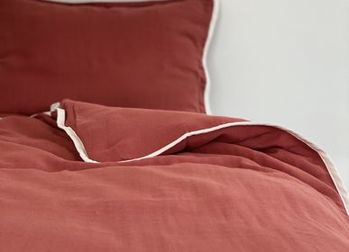 Linge de lit - NINA - Parure pour lit à barreaux bicolore en double gaze de coton biologique - BIHAN