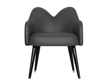 Chairs - Modern Mary Dining Chairs, Black Italian Leather, Handmade by Greenapple - GREENAPPLE DESIGN INTERIORS