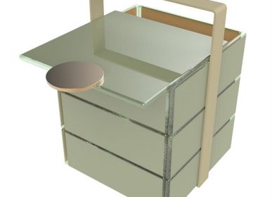 Caskets and boxes - Small Square Picnic Basket, Grey - MYGLASSSTUDIO