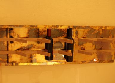 Other wall decoration - MIRRORED WALL BOTTLE RACK - ANTIQUE MIRROR