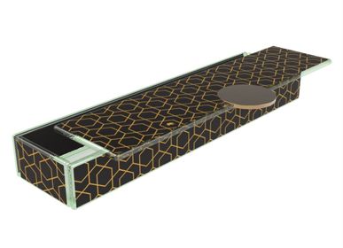 Coffrets et boîtes - Boîte à Bento rectangulaire longue, noir et or - MYGLASSSTUDIO