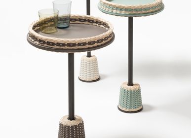 Other tables - MATISSE LEATHER & RATTAN SIDE TABLE - PIGMENT FRANCE BY GIOBAGNARA