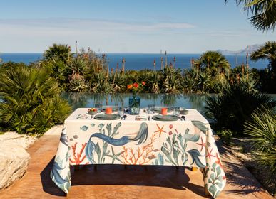 Table cloths - Sirene Linen Tablecloth - THE NAPKING  BY BELLAVIA HOME