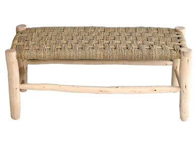 Outdoor decorative accessories - Wood and palm fiber benches - LA MAISON DE LILO